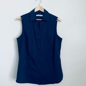Foxcroft Navy Sleeveless Blouse